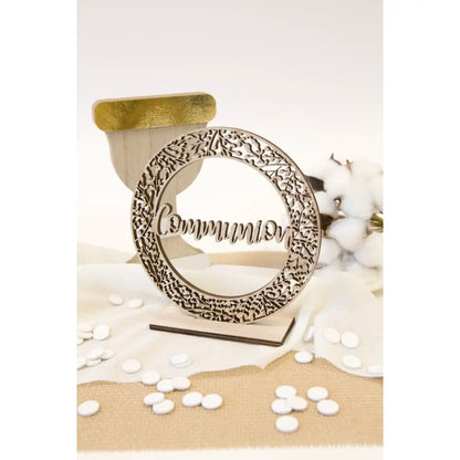 Déco de table "Communion" en bois - Ø 14 cm