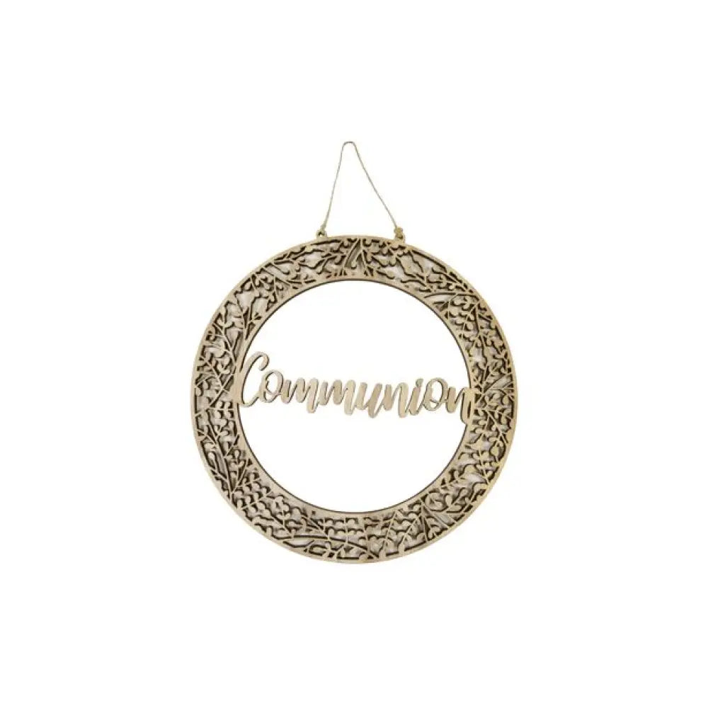 Déco à suspendre "Communion" en bois - Ø 20 cm