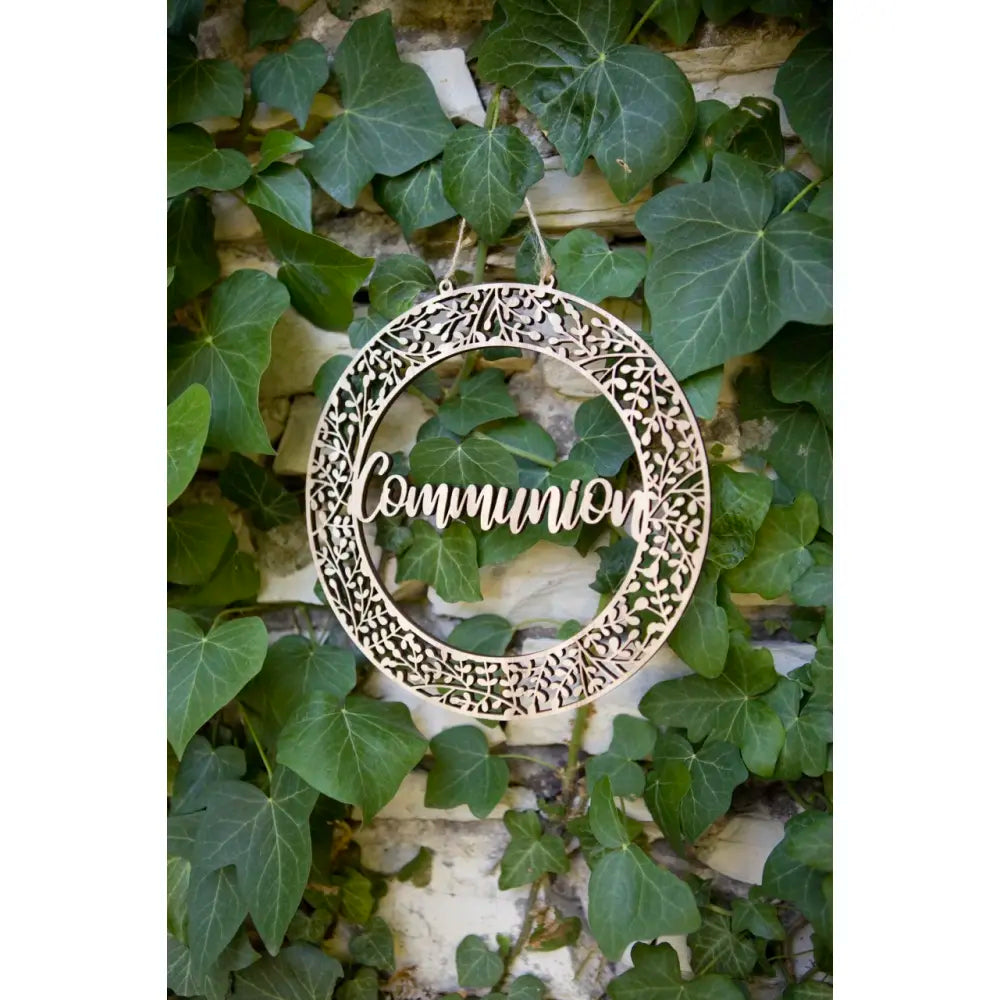 Déco à suspendre "Communion" en bois - Ø 20 cm
