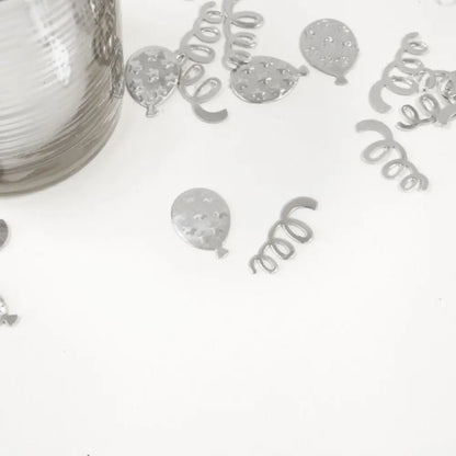 Semis de Table en Carton - Effet Métal "Ballons et Serpentins"