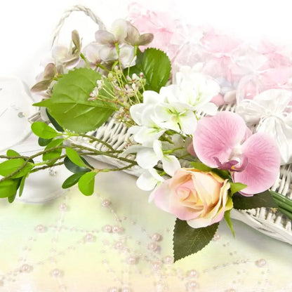 Bouquet Long Orchidée, Roses et Hortensia - Rose