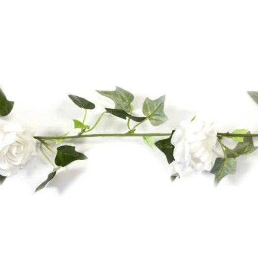 Guirlande de Lierre et Roses - Blanc - 1,70m env.