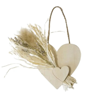 Cœur en Bois avec fleurs séchées et Mini Cœur en Bois, à suspendre