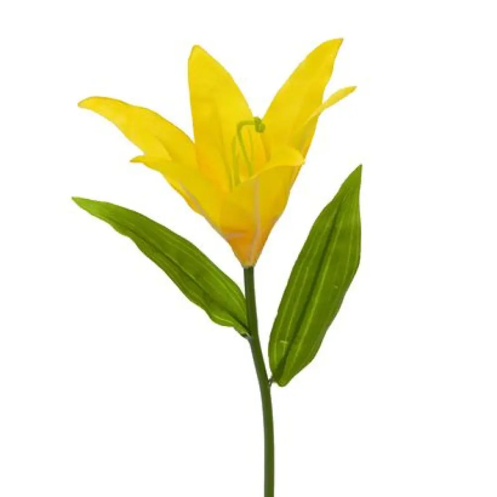 Lys Jaune avec 2 Feuille - H28cm