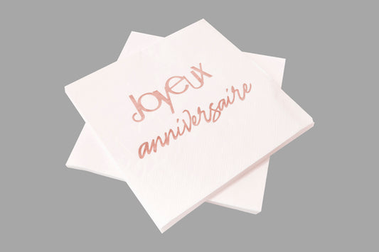 SERVIETTE PAPIER IMP. METAL JOYEUX ANNIVERSAIRE 33 cm x 33 cm - 3 plis (x 20) ROG