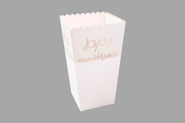 BOITE POPCORN IMPRESSION METAL JOYEUX ANNIVERSAIRE (x 6) ROG