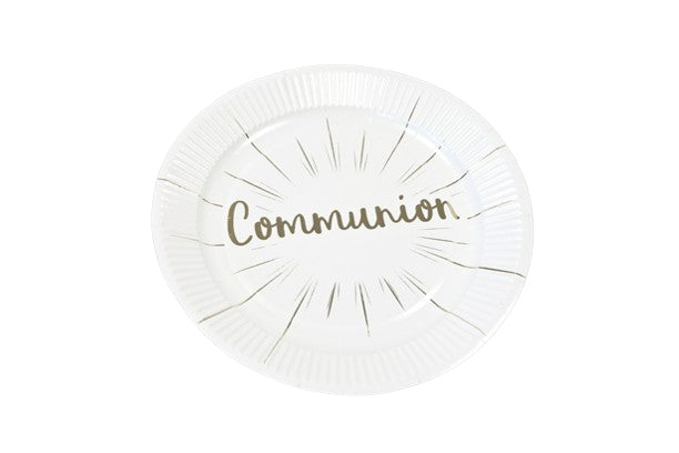 Assiette en carton "Communion" impression métallisée argent