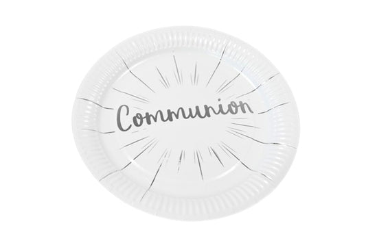 Assiette en carton "Communion" impression métallisée argent