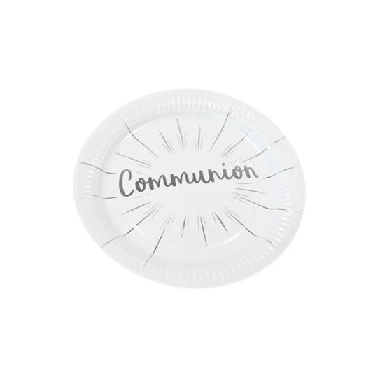 6 Assiettes en Carton D23cm - "Communion" Argent