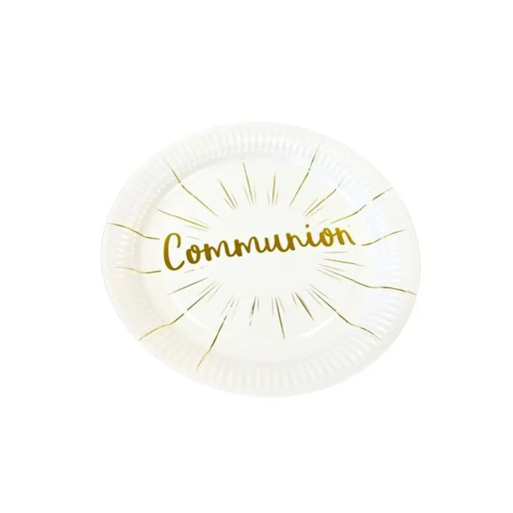 6 Assiettes en Carton D23cm - "Communion" Or