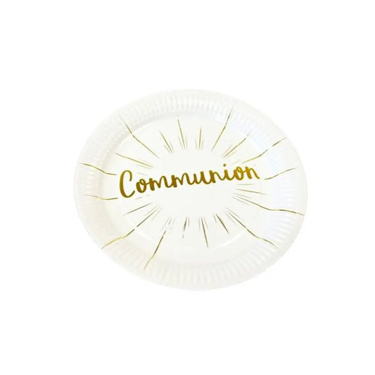 6 Assiettes en Carton D23cm - "Communion" Or