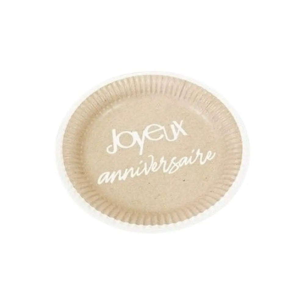 6 Assiettes en Carton D18cm - Kraft Joyeux Anniversaire