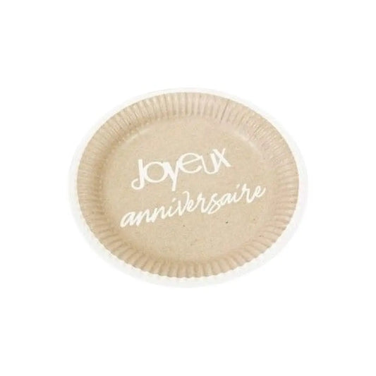6 Assiettes en Carton D18cm - Kraft Joyeux Anniversaire