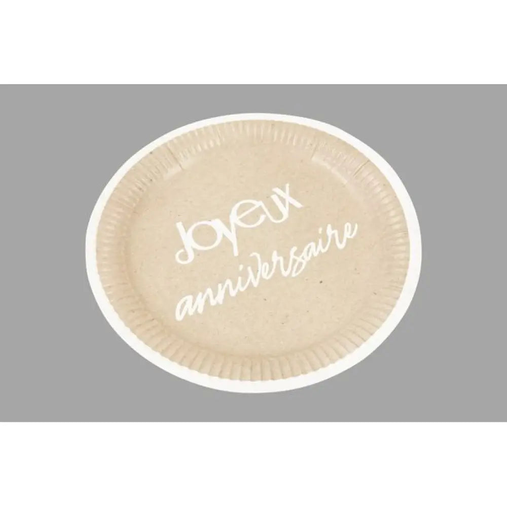 6 Assiettes en Carton D23cm - Kraft Joyeux Anniversaire