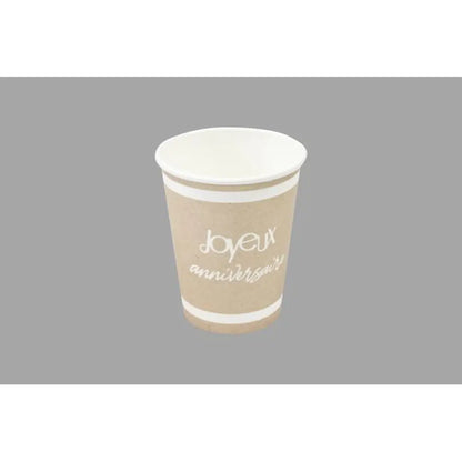 6 Gobelets en Carton 25cl - Kraft Joyeux Anniversaire
