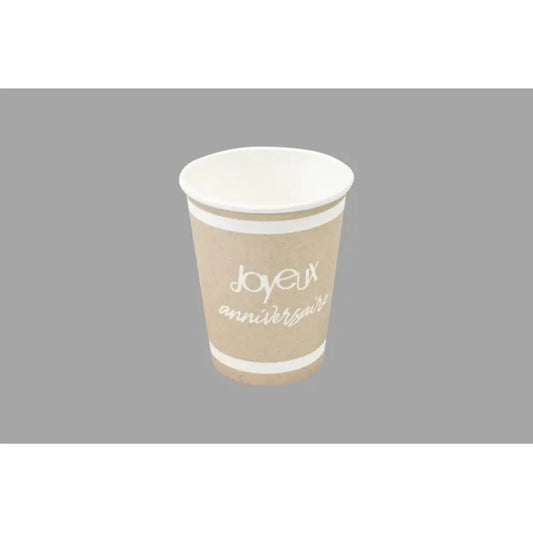 6 Gobelets en Carton 25cl - Kraft Joyeux Anniversaire