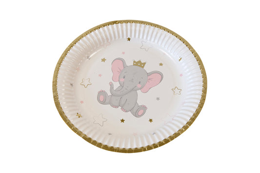 ASSIETTE EN CARTON ELEPHANT COURONNE 18cm - 300gr (x 6)