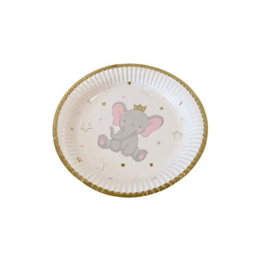6 Assiettes en Carton D18cm - Eléphant 