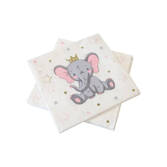 20 Serviettes en Papier 33x33cm - Elephant