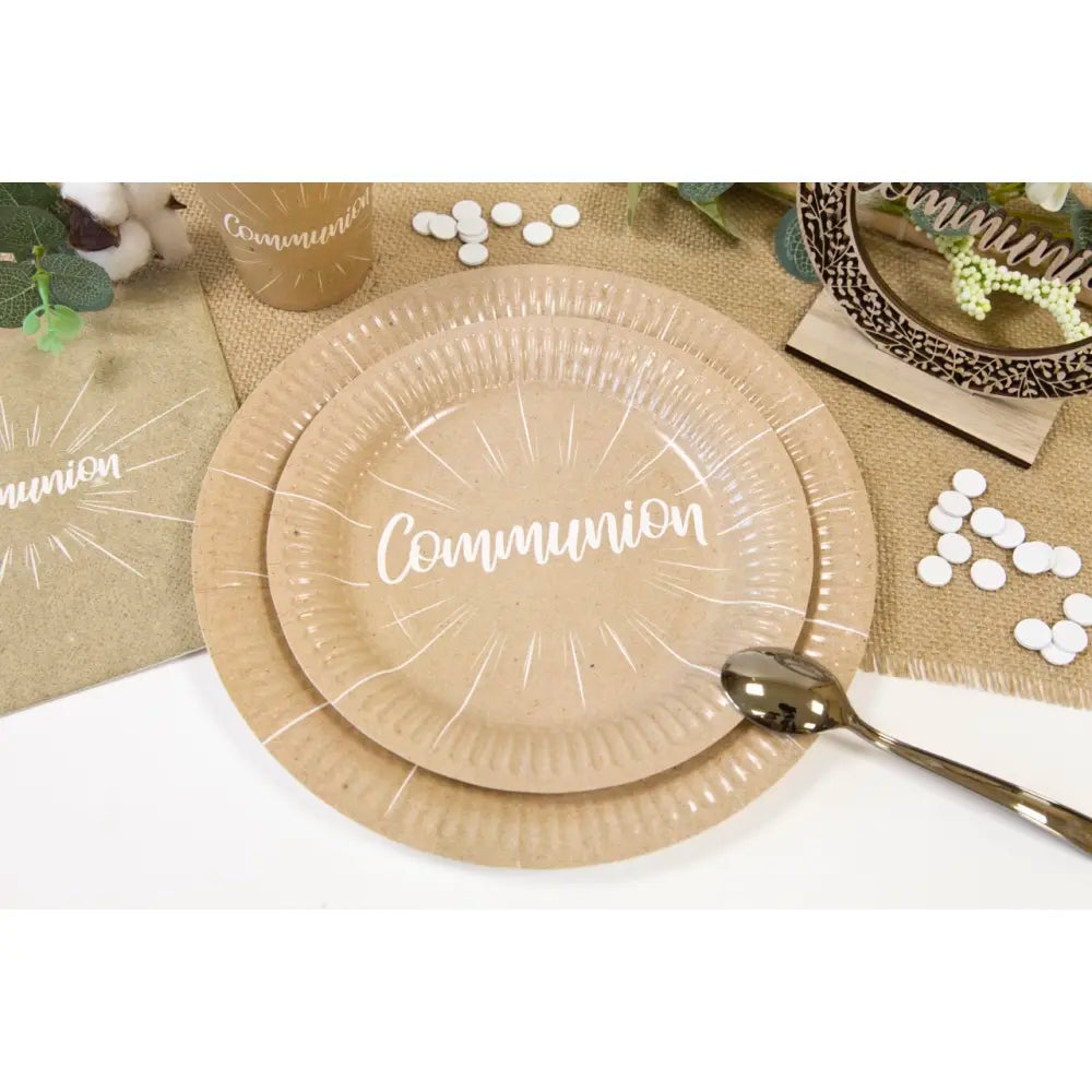6 Assiettes en Carton D18.5cm - "Communion" Kraft