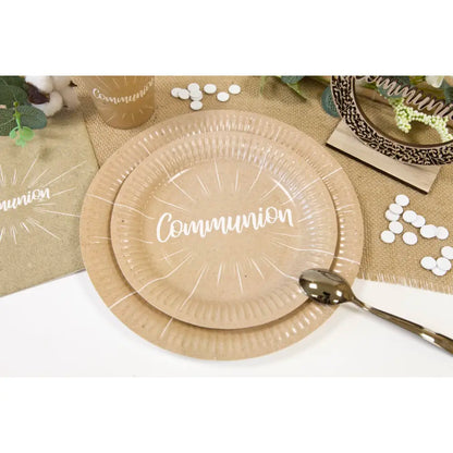 6 Assiettes en Carton D18.5cm - "Communion" Kraft