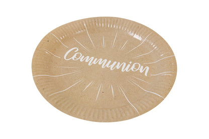 Assiette en carton "Communion" effet kraft impression blanc