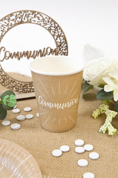 Gobelet en carton "Communion" effet kraft impression blanche