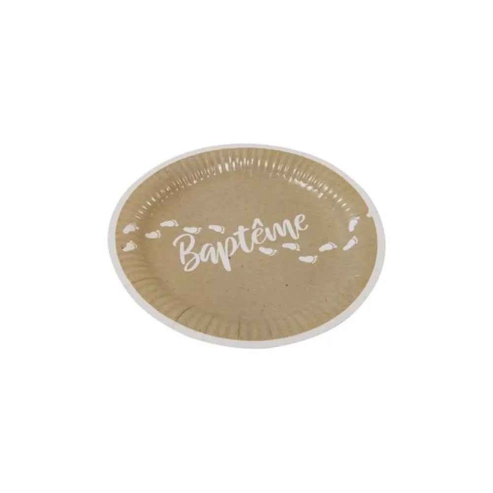 6 Assiettes en Carton D18.5cm - ''Baptême" Kraft