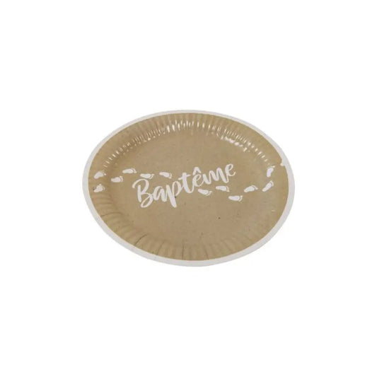 6 Assiettes en Carton D18.5cm - ''Baptême" Kraft