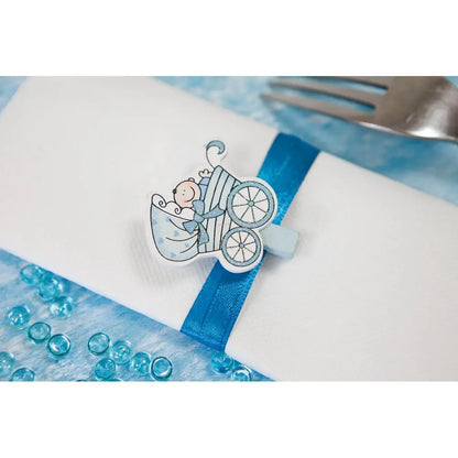 6 Pinces avec Motif Naissance Bleu