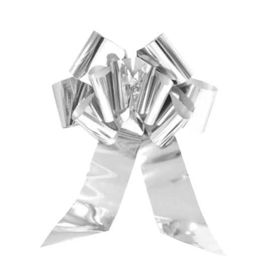 Nœud à Tirer Géant - Diamètre 35cm environ - Argent Métallisé