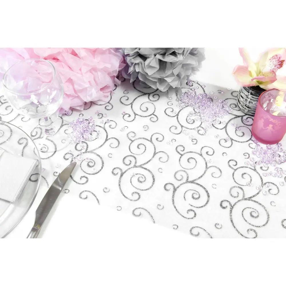 Chemin de Table 5m - Organza Marbre Argent