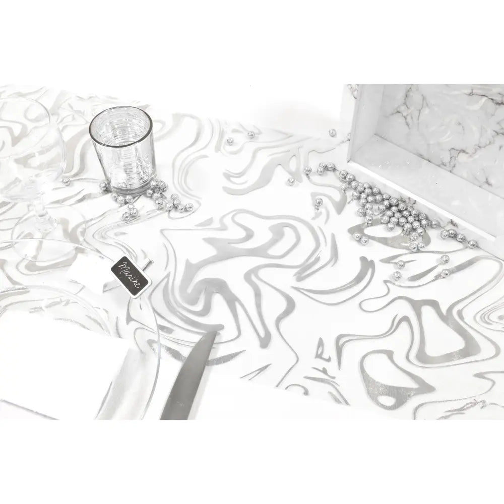 Chemin de Table 5m - Organza Marbre Argent