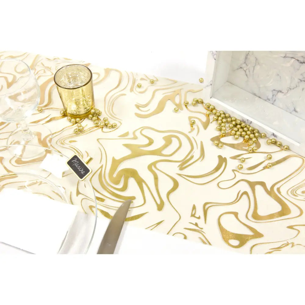 Chemin de Table 5m - Organza Marbre Or