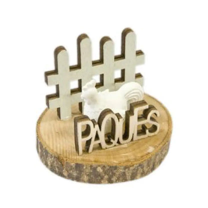 Déco de table sur rondin de bois  "Pâques"