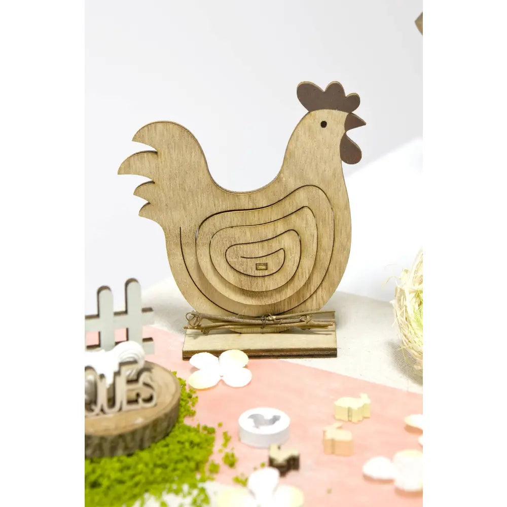 Déco de table "Poule de Pâques" 11x11cm