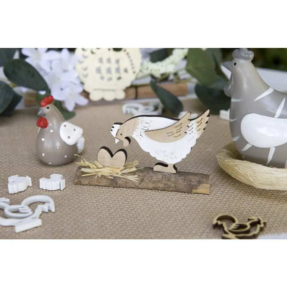 Déco de table "Poule de Pâques" 11x8x2cm