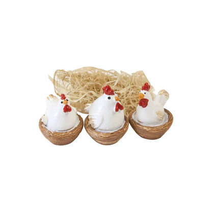 3 Décos de table en résine "Poule de Pâques"