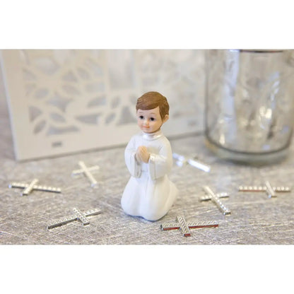 Sujet de décoration "communiant agenouillé" - Hauteur : 5,5 cm
