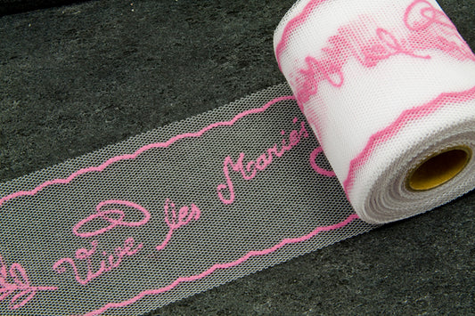 ROULEAU FLOQUE "VIVE LES MARIES" 8 cm / 10 m FU