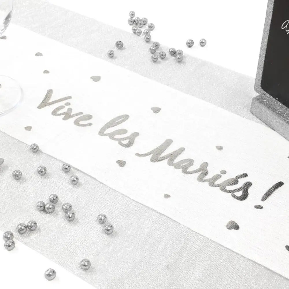 Sur Chemin de Table "Vive les Mariés" - Argent