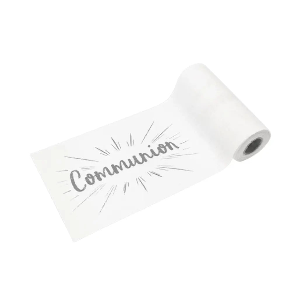 Sur-chemin de table "Communion" impression métallisée argent - 14 cm x 4 m