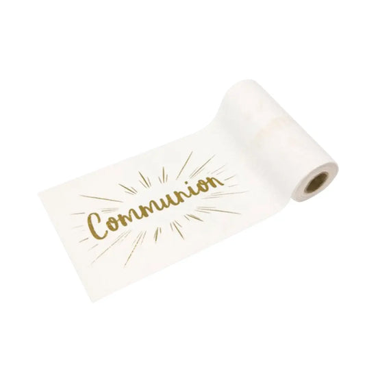 Sur-chemin de table "Communion" impression métallisée or - 14 cm x 4 m