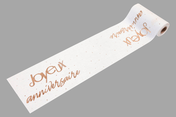 Sur chemin de table "Joyeux Anniversaire" (Impression métal)