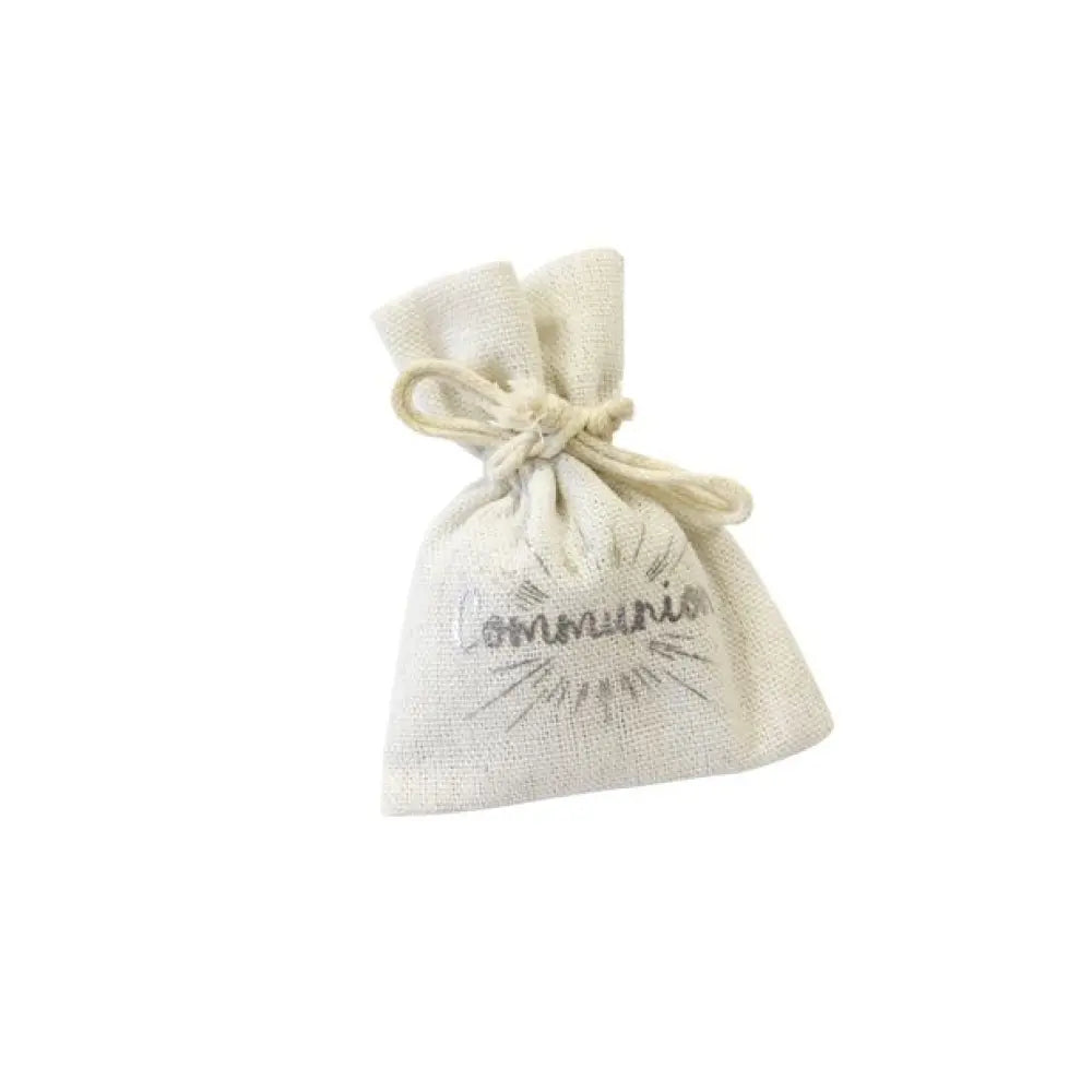 4 Pochons toile "Communion" Argent - 8 x 10,5 cm