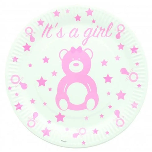 10 Assiettes en Carton D23cm - Baby Shower ''It's a Girl''