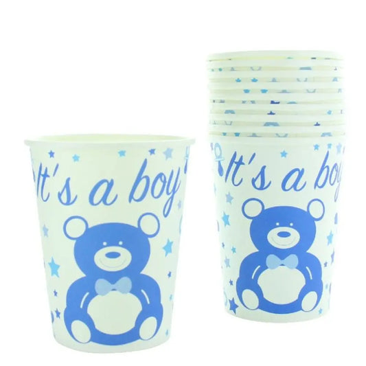 10 Gobelets en Carton 25cl - Baby Shower ''It's a Boy''