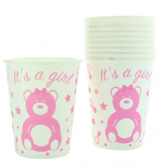 10 Gobelets en Carton 25cl - Baby Shower ''It's a Girl''