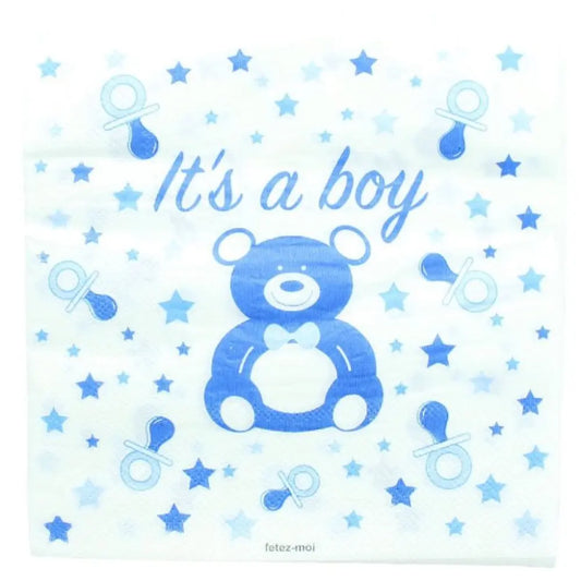 20 Serviettes en Papier 33x33cm - Baby Shower ''It's a Boy''