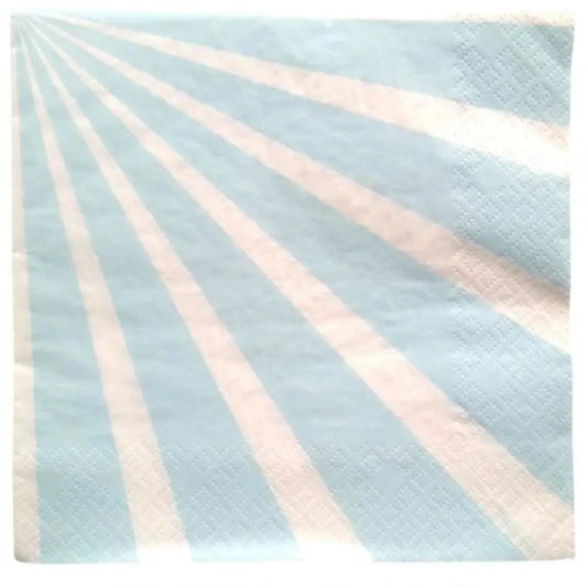 20 Serviettes en Papier 33x33cm - Rayure Bleu